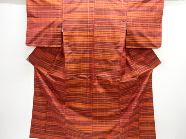 格子織り出し手織り紬着物